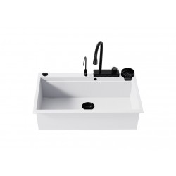 Ένθετος Νεροχύτης Quartz Multi Granite Sanitec 850 Μ79xΠ50cm Λευκό